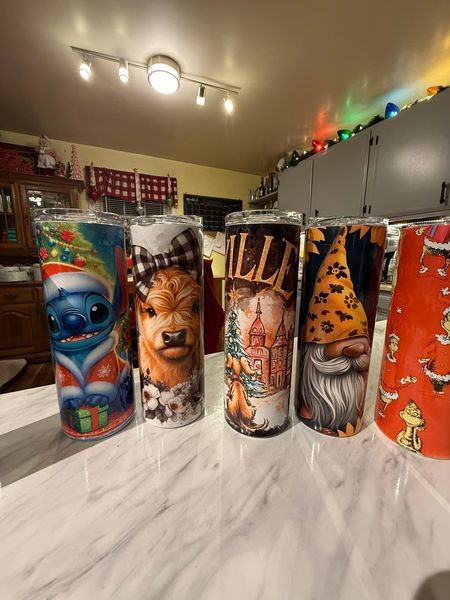 Highland cow, gnome and Christmas tumblers